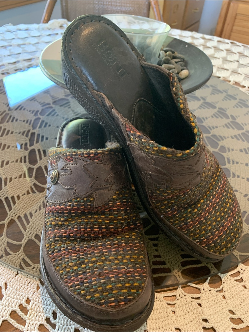 Women’s Born tweed slip ons clogs